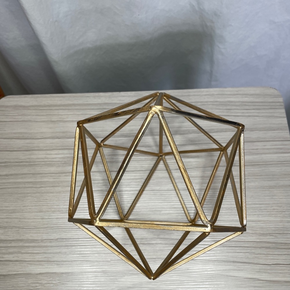 Symmetry Object, Small Octahedron antique gold shape decoration accent EUC